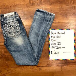 Rock Revival Fay Mid-Rise Boot Cut Jeans- Size 25